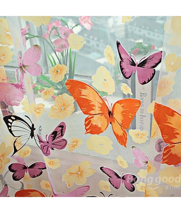 Butterfly Printed Sheer Window Curtains Tulle Door Window ScreenHome TextilesfromHome and Gardenon 