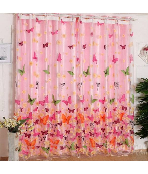 Butterfly Printed Sheer Window Curtains Tulle Door Window ScreenHome TextilesfromHome and Gardenon 