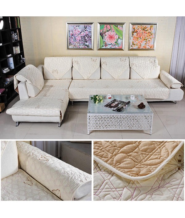 Cotton Quilted Embroidered Sofa Cushion Couch Slipcovers Backrest Towel Furniture Seat CushionHome TextilesfromHome and Gardenon 