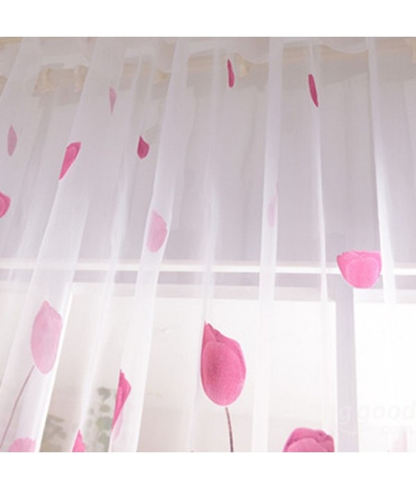 Soft Tulle Tulip Flower Window Screen Home Sheer Window CurtainHome TextilesfromHome and Gardenon 