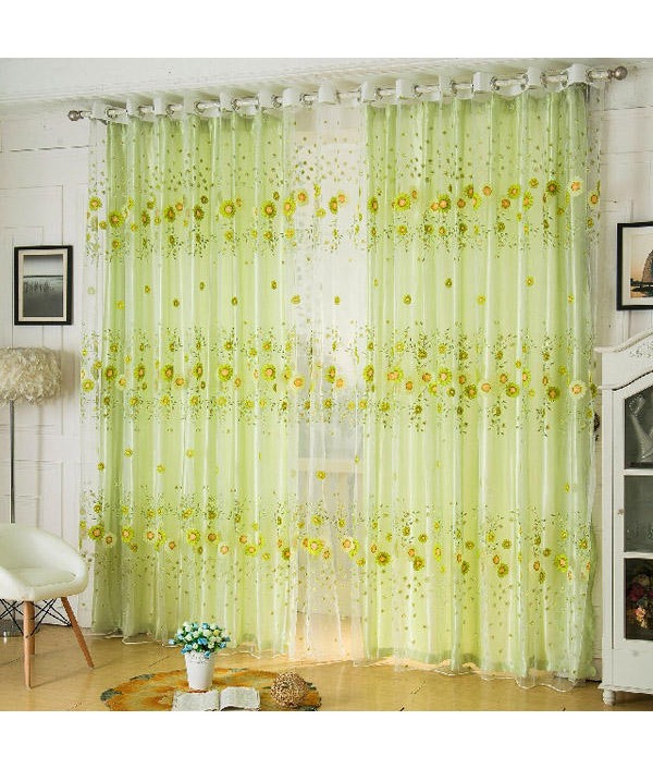 Sunflower Tulle Voile Sheer Window Screen Bedroom Window CurtainHome TextilesfromHome and Gardenon 