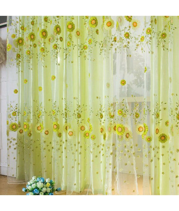 Sunflower Tulle Voile Sheer Window Screen Bedroom Window CurtainHome TextilesfromHome and Gardenon 