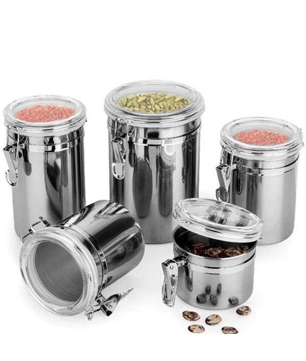 Durable Stainless Steel Canister Airtight Sealed Canister Spice Dry Storage Container Snack CansKitchen,Dining And BarfromHome and Gardenon 