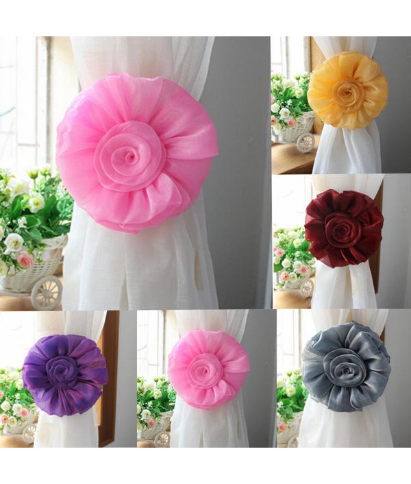 Pair Rose Flower Window Curtain Tie Back...