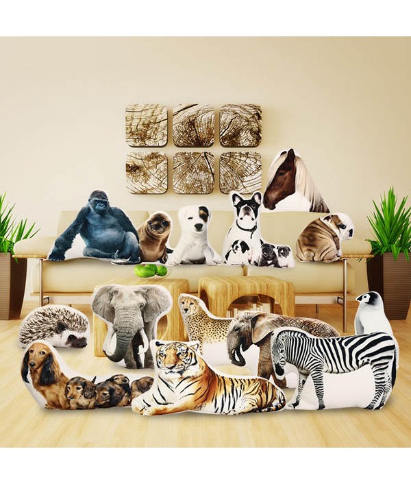 Creative 3D Animal Tiger Zebra Gorilla Shape Throw Pillow Plush Soft Cushion Gift Home TextilesfromHome and Gardenon 