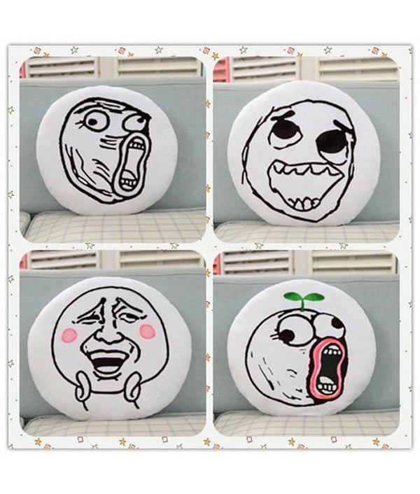 Creative Funny Expression Rage Comic Round Throw Pillow Plush Bed Sofa Car CushionHome TextilesfromHome and Gardenon 