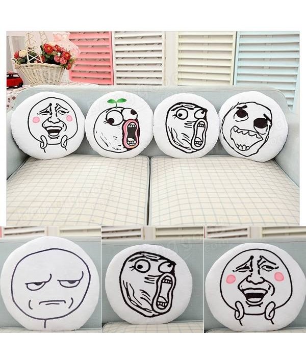 Creative Funny Expression Rage Comic Round Throw Pillow Plush Bed Sofa Car CushionHome TextilesfromHome and Gardenon 