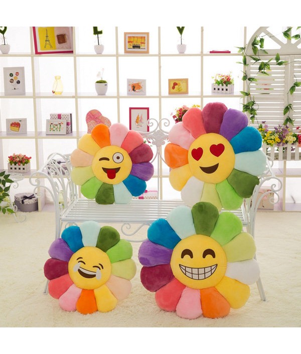 Creative Emoji Expression Candy Color Sunflowers Throw Pillow Plush Sofa Car Office Back CushionHome TextilesfromHome and Gardenon 