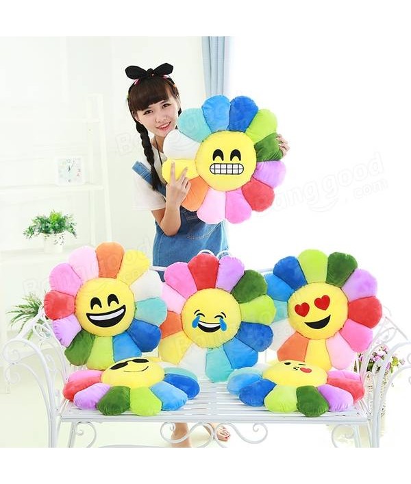 Creative Emoji Expression Candy Color Sunflowers Throw Pillow Plush Sofa Car Office Back CushionHome TextilesfromHome and Gardenon 