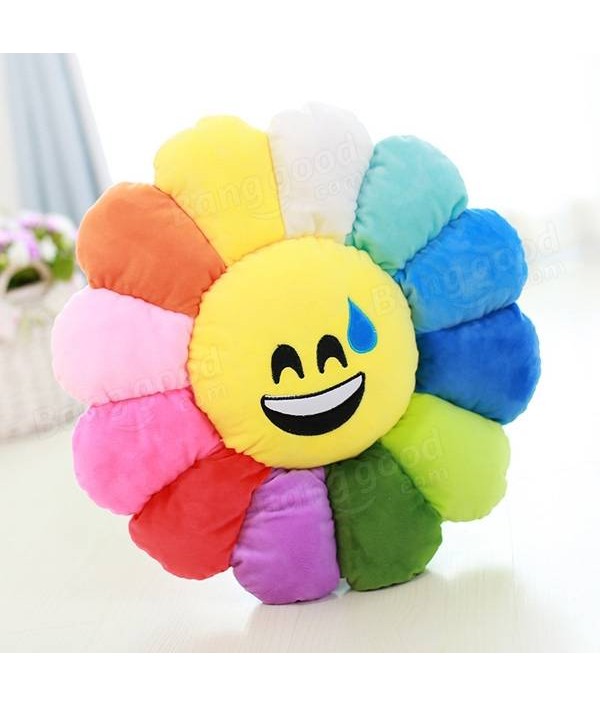 Creative Emoji Expression Candy Color Sunflowers Throw Pillow Plush Sofa Car Office Back CushionHome TextilesfromHome and Gardenon 