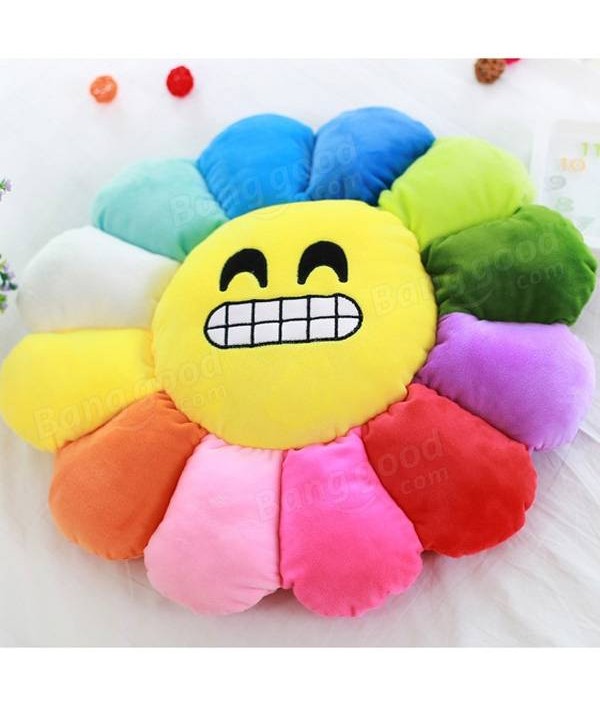 Creative Emoji Expression Candy Color Sunflowers Throw Pillow Plush Sofa Car Office Back CushionHome TextilesfromHome and Gardenon 