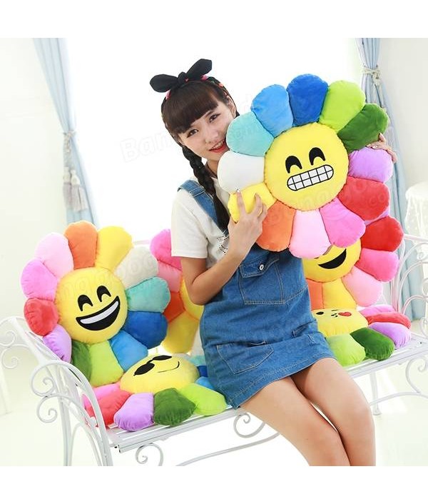 Creative Emoji Expression Candy Color Sunflowers Throw Pillow Plush Sofa Car Office Back CushionHome TextilesfromHome and Gardenon 