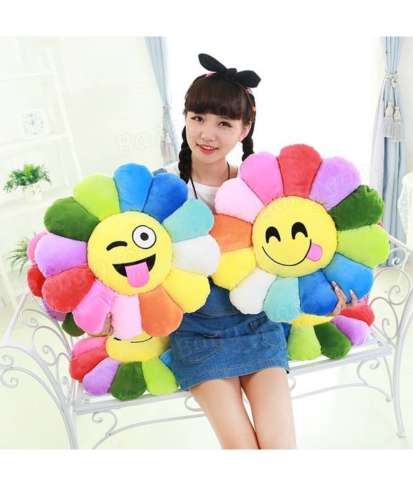 Creative Emoji Expression Candy Color Sunflowers Throw Pillow Plush Sofa Car Office Back CushionHome TextilesfromHome and Gardenon 