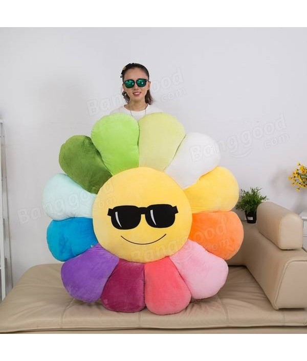 Creative Emoji Expression Candy Color Sunflowers Throw Pillow Plush Sofa Car Office Back CushionHome TextilesfromHome and Gardenon 