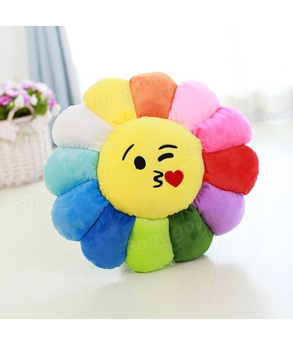 Creative Emoji Expression Candy Color Sunflowers Throw Pillow Plush Sofa Car Office Back CushionHome TextilesfromHome and Gardenon 