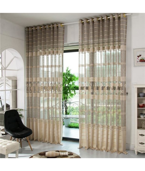 Gray Jacquard Window Screening Sheer Curtains Hollow Out Bedroom Living Room Home DecorHome TextilesfromHome and Gardenon 