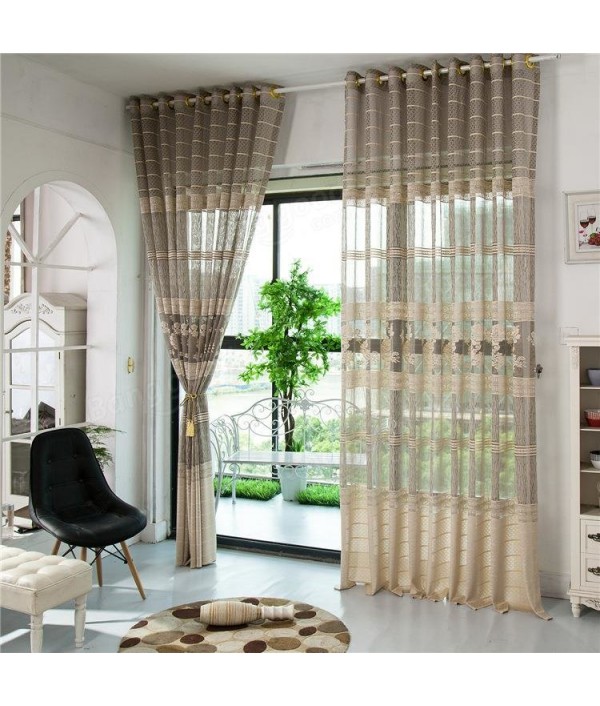 Gray Jacquard Window Screening Sheer Curtains Hollow Out Bedroom Living Room Home DecorHome TextilesfromHome and Gardenon 