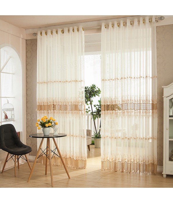 White Jacquard Printed Sheer Tulle Curtains Bedroom Living Room Hollow Out Window ScreeningHome TextilesfromHome and Gardenon 