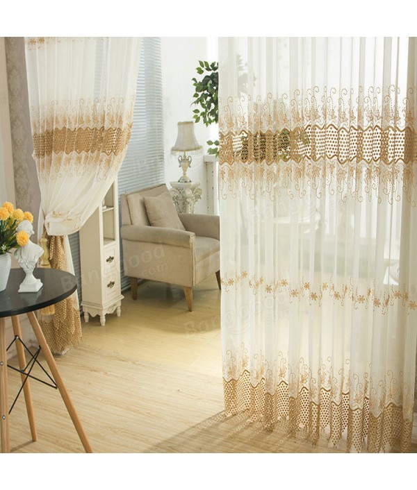 White Jacquard Printed Sheer Tulle Curtains Bedroom Living Room Hollow Out Window ScreeningHome TextilesfromHome and Gardenon 