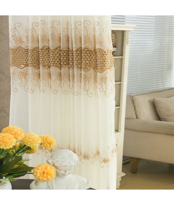 White Jacquard Printed Sheer Tulle Curtains Bedroom Living Room Hollow Out Window ScreeningHome TextilesfromHome and Gardenon 