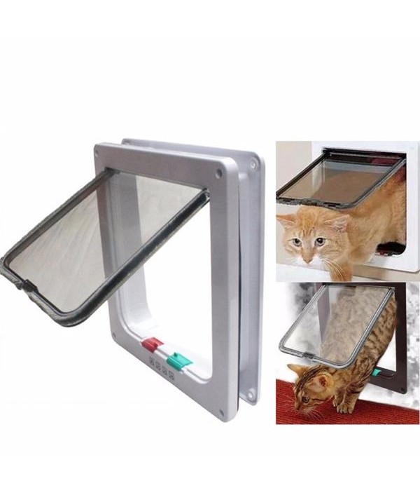 Medium Small White Pet Cat Puppy Dog Supplies Lock Frame Safe Security Flap Door Gate Pet Supplies Pet SuppliesfromHome and Gardenon 