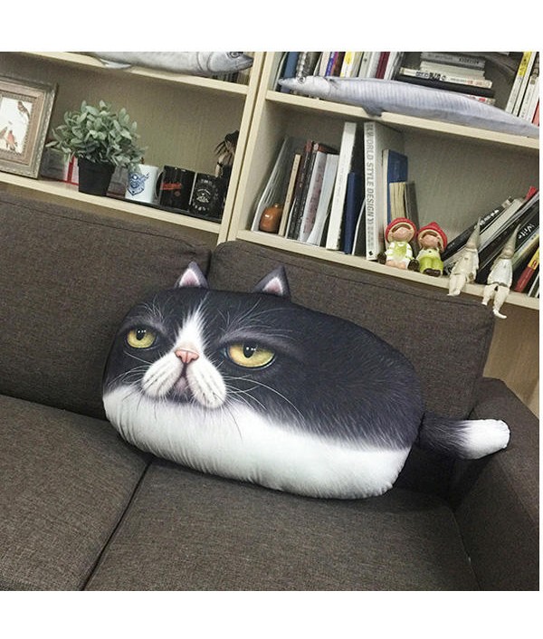 3D Creative PP Cotton Cat Plush Pillow Backrest Printing Cushion Birthday Gift Trick ToysHome TextilesfromHome and Gardenon 