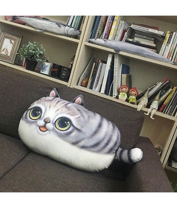 3D Creative PP Cotton Cat Plush Pillow Backrest Printing Cushion Birthday Gift Trick ToysHome TextilesfromHome and Gardenon 