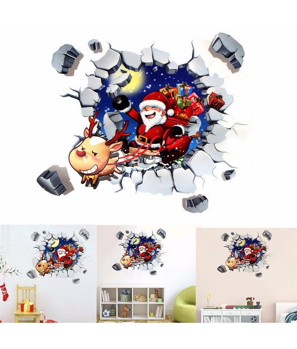 3D Wall Sticker Christmas Santa Claus Adhesive Sticker Bedroom Home DecorHome DecorfromHome and Gardenon 