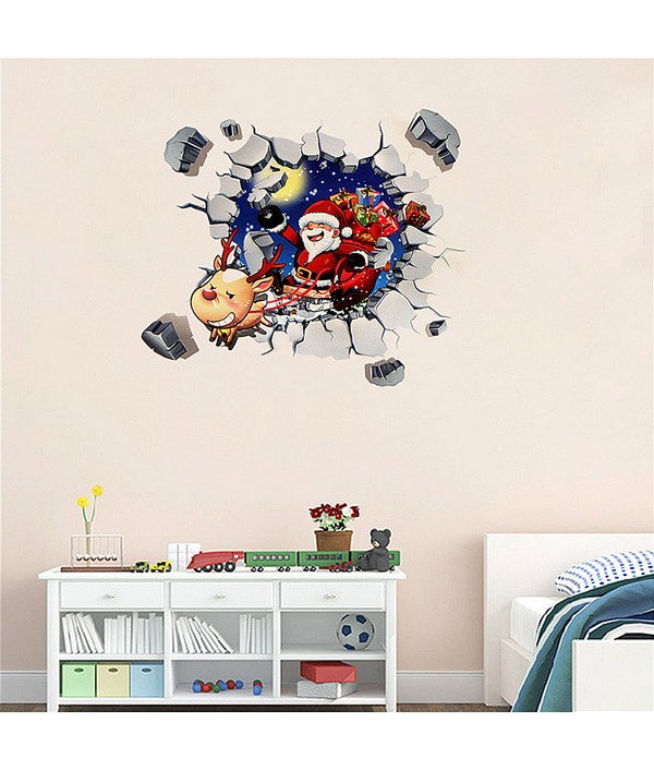 3D Wall Sticker Christmas Santa Claus Adhesive Sticker Bedroom Home DecorHome DecorfromHome and Gardenon 