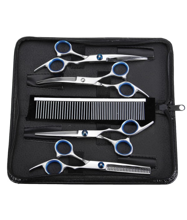 Pcs/Lot Dog Cat Grooming Scissors Set Straight Curved Cutting Thinning Shears Kit Puppy Hair Trimmer Pet BeautyPet SuppliesfromHome and Gardenon 