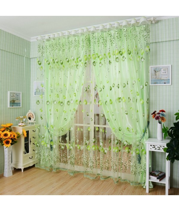 xm Tulips Flower Voile Door CurtainWindo...