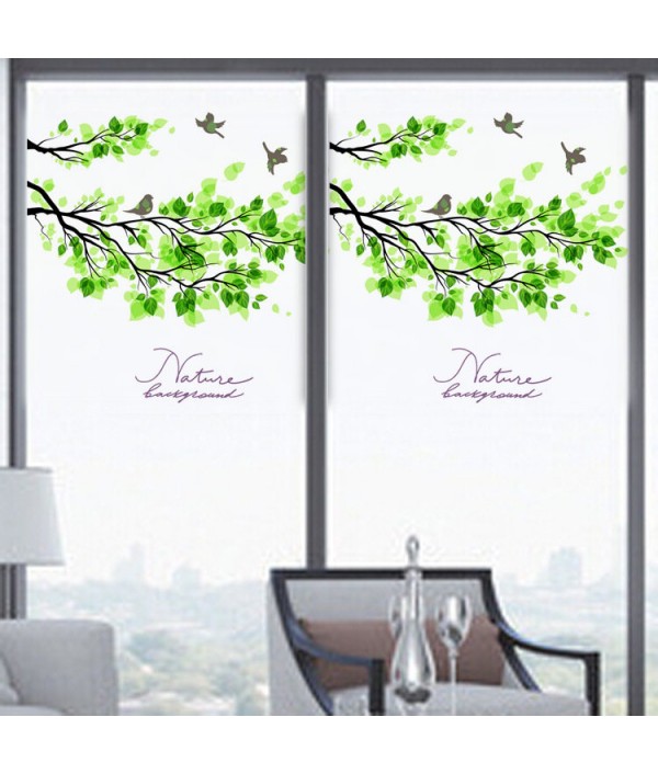 Frosted Opaque Glass Window Film Tree An...