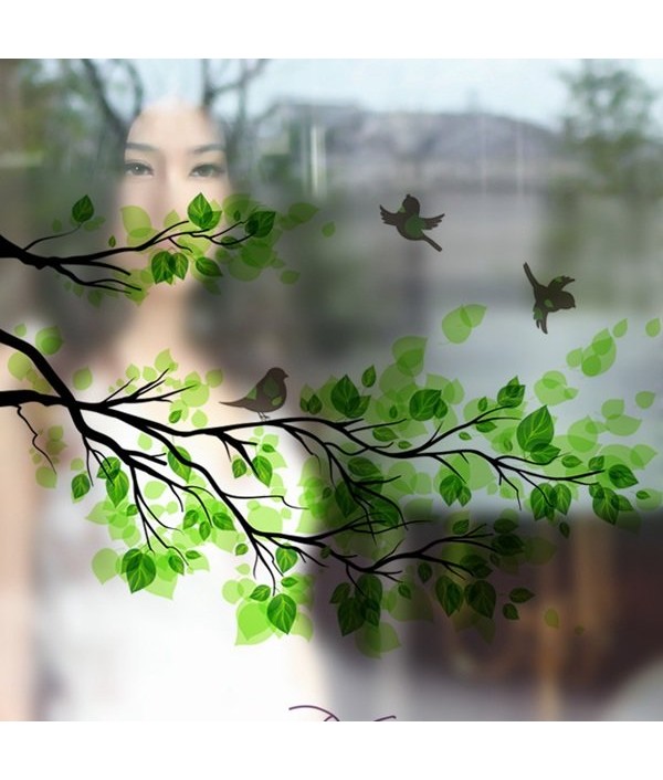 Frosted Opaque Glass Window Film Tree And Bird Privacy Glass Stickers Home DecorHome TextilesfromHome and Gardenon 