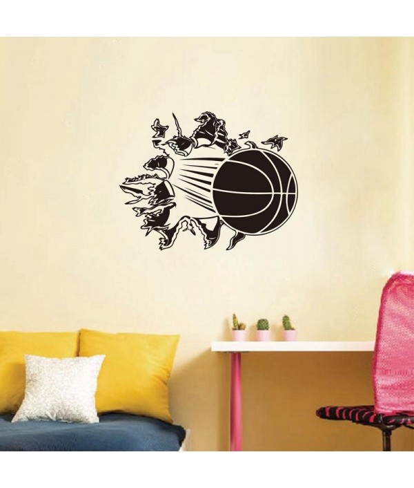 3D Removable Vinyl Wall Sticker Basketball Busting Through Wall Decal PVC Art Decor For Basket Fans Boys Bedroom DecorationHome DecorfromHome and Gardenon 