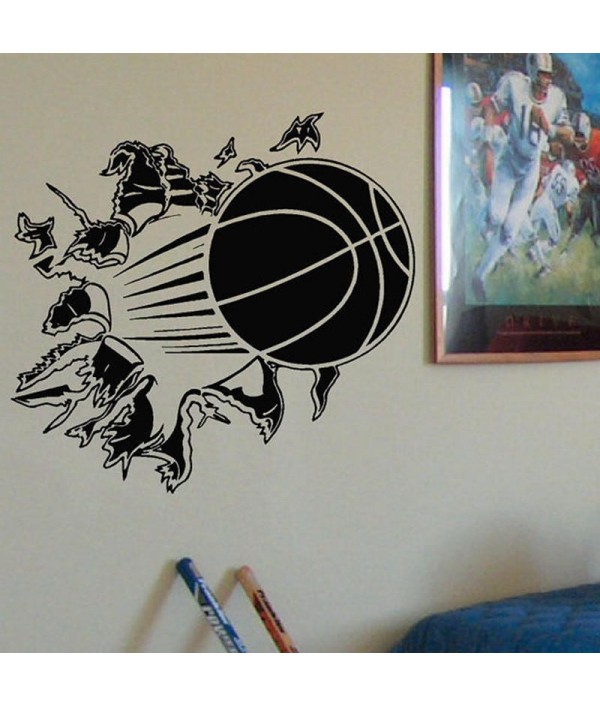 3D Removable Vinyl Wall Sticker Basketball Busting Through Wall Decal PVC Art Decor For Basket Fans Boys Bedroom DecorationHome DecorfromHome and Gardenon 