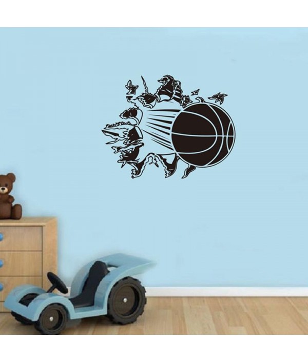 3D Removable Vinyl Wall Sticker Basketball Busting Through Wall Decal PVC Art Decor For Basket Fans Boys Bedroom DecorationHome DecorfromHome and Gardenon 