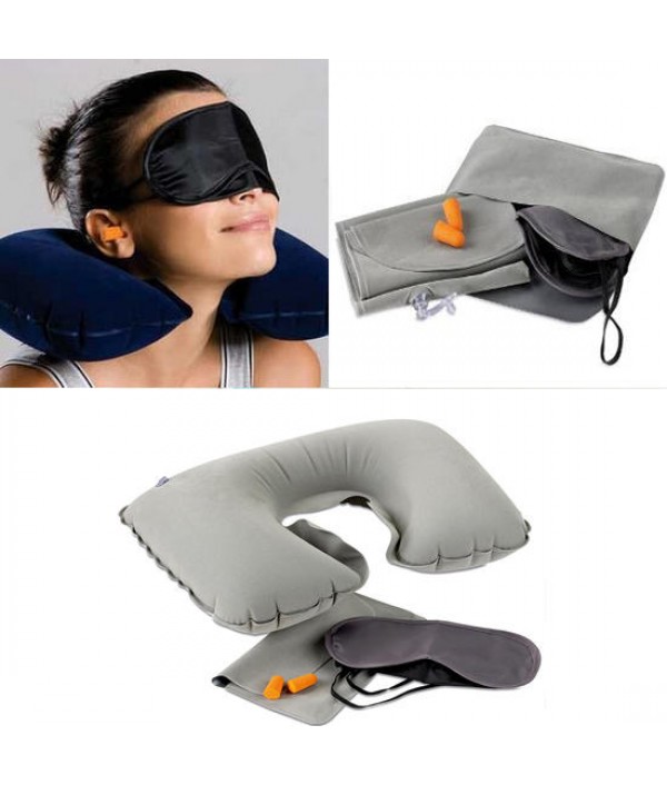 WX-A Car Travel Inflatable Neck Rest Cushion U Pillow Eye Mask Ear Plugs With Storage BagHome TextilesfromHome and Gardenon 