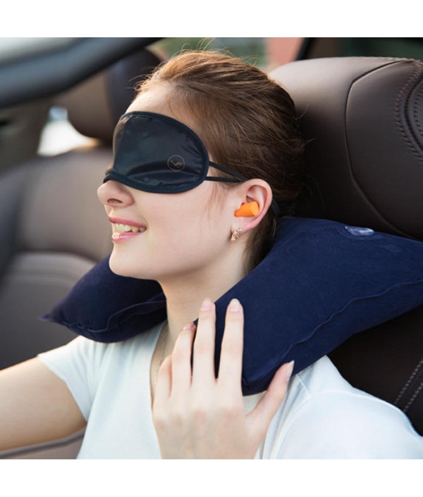 WX-A Car Travel Inflatable Neck Rest Cushion U Pillow Eye Mask Ear Plugs With Storage BagHome TextilesfromHome and Gardenon 