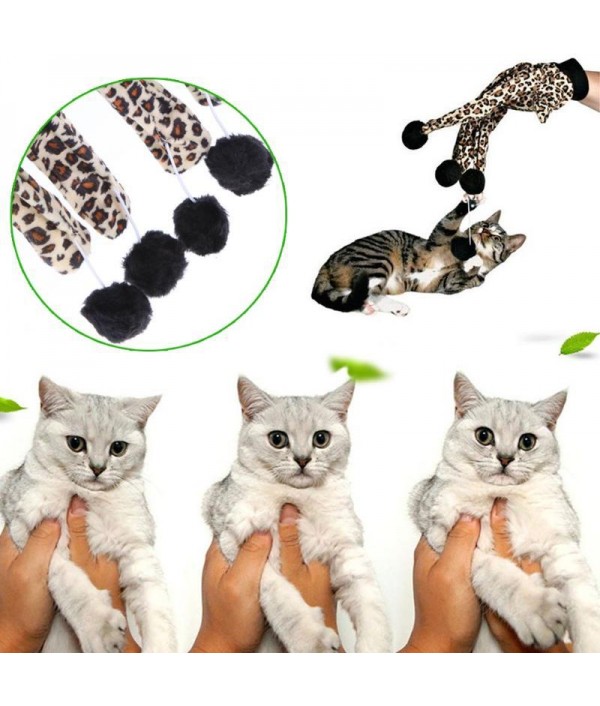 Cat Toys Scratcher Leopard Glove with Lovely Balls Teaser Playing Toy for Cats Kitten Interactive Funny Pet Toys ProductsPet SuppliesfromHome and Gardenon 