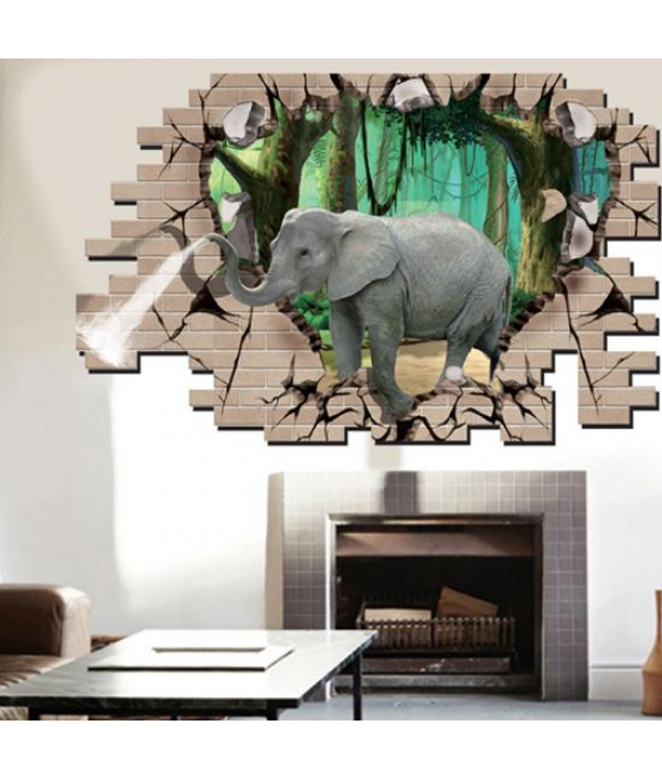 3D Elephant Forest Living Room Bedroom Animals Floor Home Background Wall Decor Creative Stickers Home DecorfromHome and Gardenon 