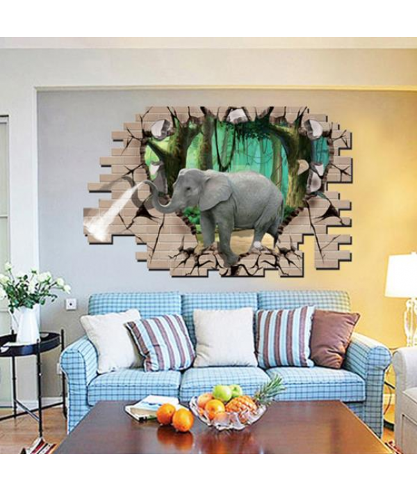 3D Elephant Forest Living Room Bedroom Animals Floor Home Background Wall Decor Creative Stickers Home DecorfromHome and Gardenon 