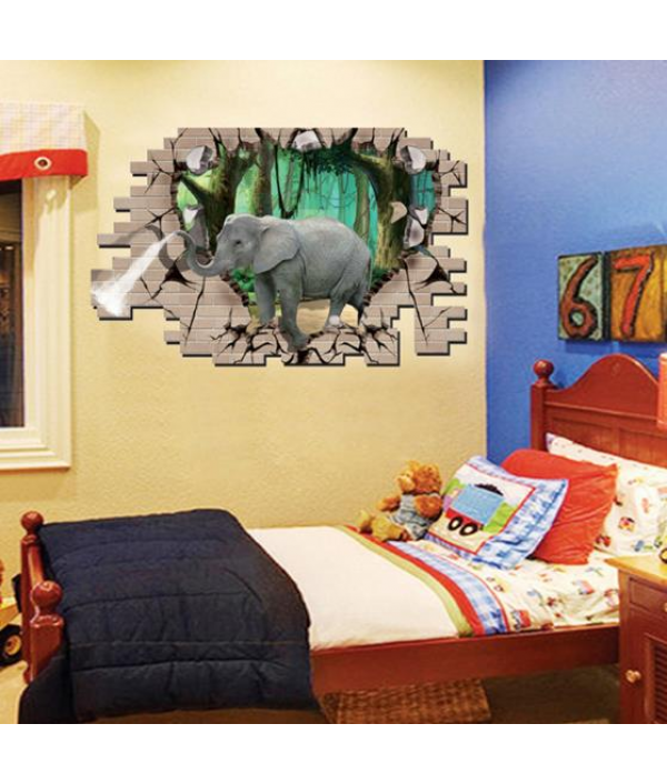 3D Elephant Forest Living Room Bedroom Animals Floor Home Background Wall Decor Creative Stickers Home DecorfromHome and Gardenon 