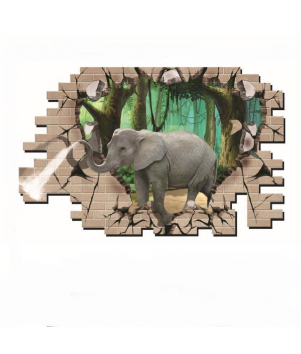 3D Elephant Forest Living Room Bedroom Animals Floor Home Background Wall Decor Creative Stickers Home DecorfromHome and Gardenon 