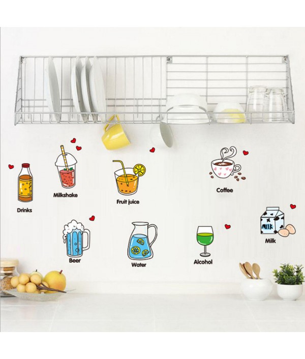 Cartoon Kitchen Wall Sticker Refrigerator Door Decals Creative Decorative Stickers Food Fruit Removable Wall Sticker On The WallHome DecorfromHome and Gardenon 