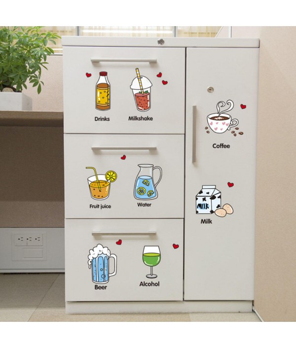 Cartoon Kitchen Wall Sticker Refrigerator Door Decals Creative Decorative Stickers Food Fruit Removable Wall Sticker On The WallHome DecorfromHome and Gardenon 