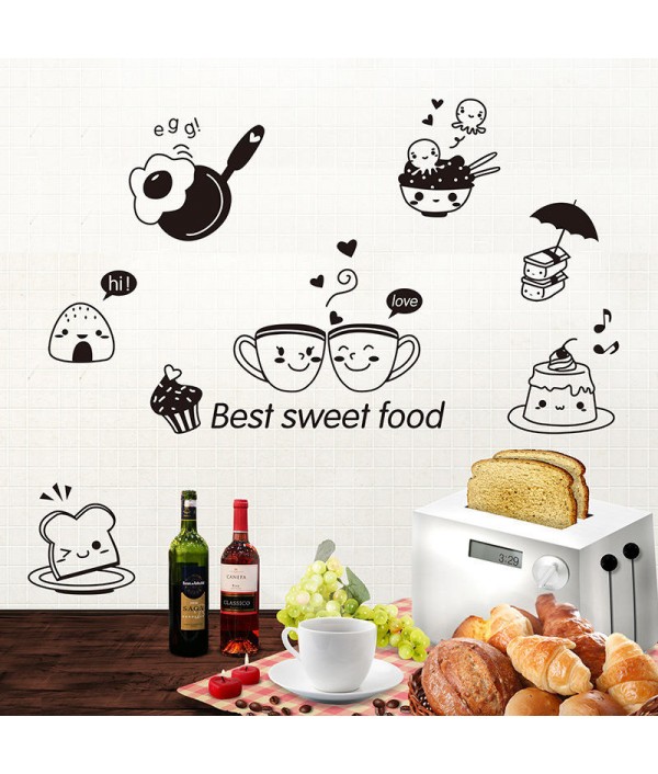 Transparent Creative Kitchen Cupboard Door Wall Sticker Refrigerator Sticker Personality Decoration Milk Breakfast DecorsHome DecorfromHome and Gardenon 