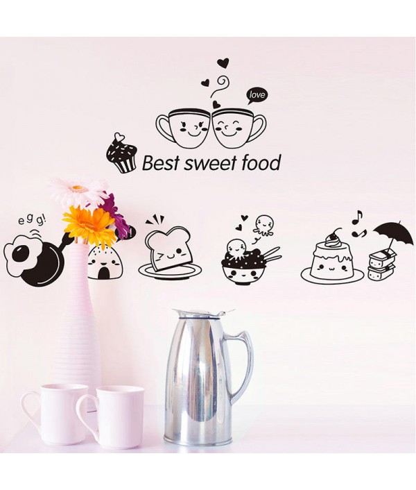 Transparent Creative Kitchen Cupboard Door Wall Sticker Refrigerator Sticker Personality Decoration Milk Breakfast DecorsHome DecorfromHome and Gardenon 