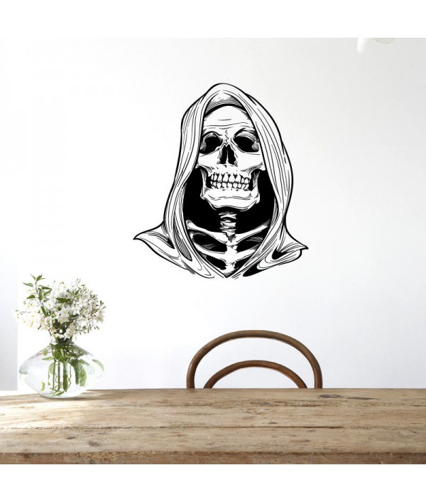 Hallowen Witch Skull Head Glass Window D...