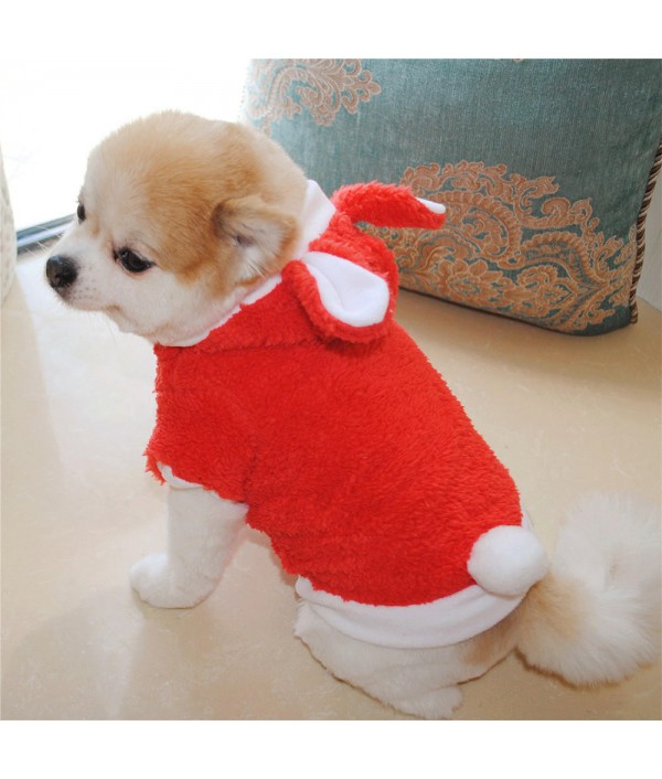 Christmas Pet Clothes Fashion Rabbit Plush Dog Apparel Pet Hoodie Costume Winter  ClothingPet SuppliesfromHome and Gardenon 