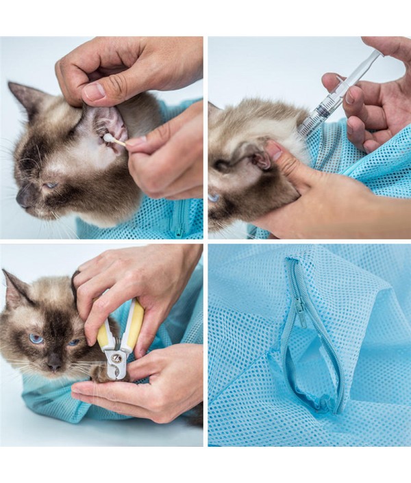 Pet Cat Cleaning Grooming Bag Add Hat  Multi-function Bath Nail Cutting Pick Ear Protect BagsPet SuppliesfromHome and Gardenon 